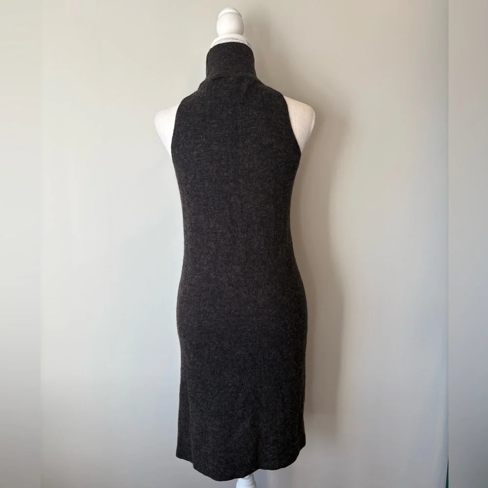 Zara Asymmetrical Wool Alpaca Long Tunic Sleeveless Turtleneck Sweater Medium - Picture 4 of 15